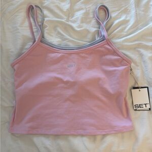 SET Active Pink Double-Strap Tank Top